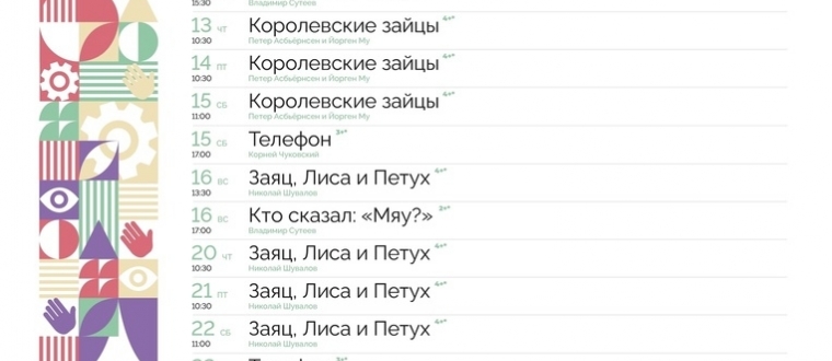 Репертуар Мурманского театра кукол на ИЮНЬ 0+