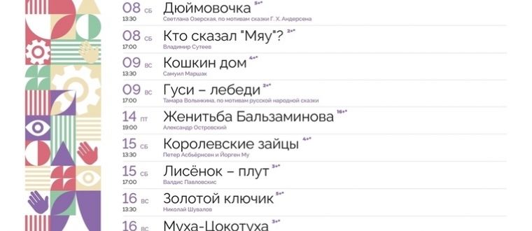 Афиша Мурманского областного театра кукол на ФЕВРАЛЬ 0+